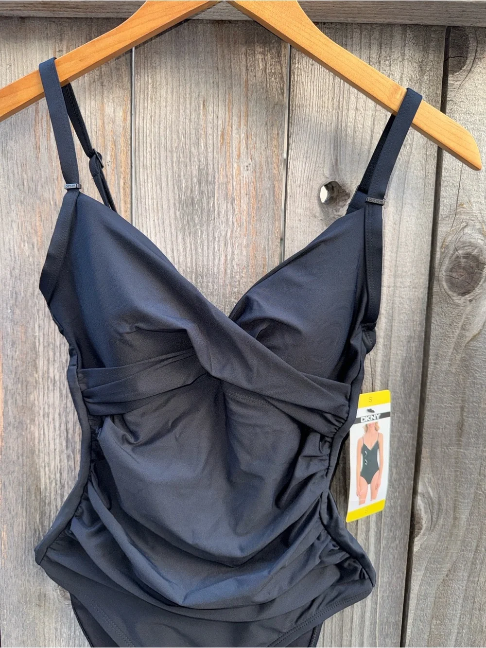 DKNY Twisted One-Piece Swimsuit Black Size Small - Picture 7 of 8